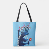 Funny Monster Blumen Blue Kids Tasche (Rückseite)