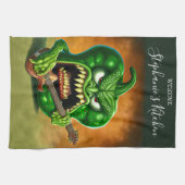 Funny Monster Green Bell Pepper Rocker Gitarre Geschirrtuch (Horizontal)
