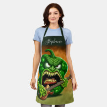 Funny Monster Green Bell Pepper Rocker Gitarre