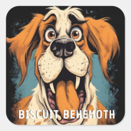 Funny Monster Hund: Biscuit Behemoth Quadratischer Aufkleber