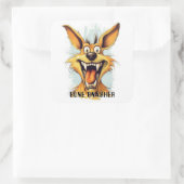 Funny Monster Hund: Bone Gnasher Quadratischer Aufkleber (Tasche)