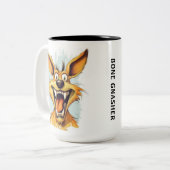 Funny Monster Hund: Bone Gnasher Zweifarbige Tasse (Vorderseite Links)