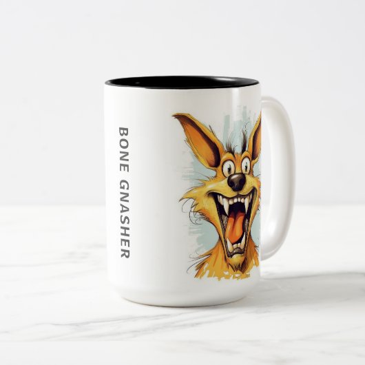 Funny Monster Hund: Bone Gnasher Zweifarbige Tasse (VorderseiteRechts)