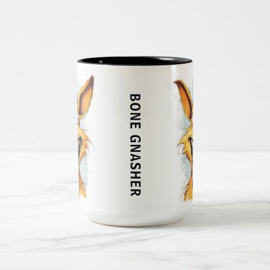 Funny Monster Hund: Bone Gnasher Zweifarbige Tasse (Mittel)