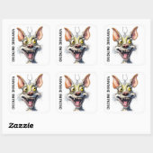 Funny Monster Hund: Chuckling Chihuahua Quadratischer Aufkleber (Blatt)
