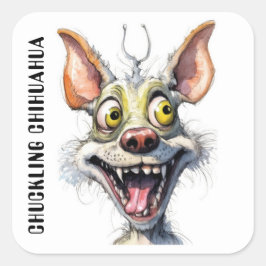 Funny Monster Hund: Chuckling Chihuahua Quadratischer Aufkleber
