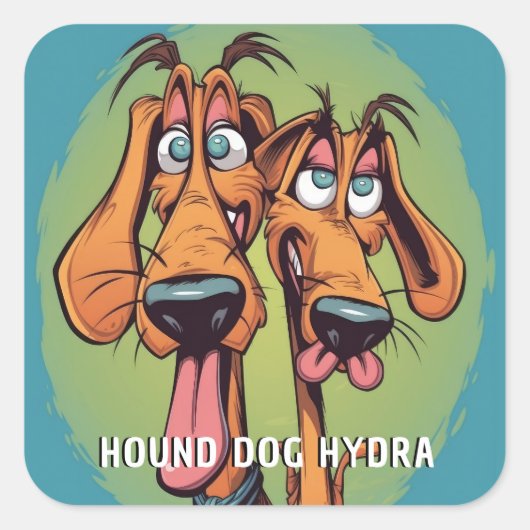 Funny Monster Hund: Hound Hund Hydra Quadratischer Aufkleber (Vorderseite)