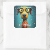 Funny Monster Hund: Mutt Medusa Quadratischer Aufkleber (Tasche)