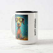 Funny Monster Hund: Mutt Medusa Zweifarbige Tasse (Vorderseite Links)
