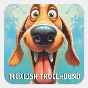 Funny Monster Hund: Ticklish Trollhound Quadratischer Aufkleber