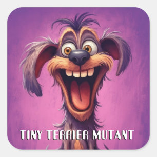 Funny Monster Hund: Tiny Terrier Mutant Quadratischer Aufkleber