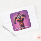 Funny Monster Hund: Tiny Terrier Mutant Quadratischer Aufkleber (Umschlag)