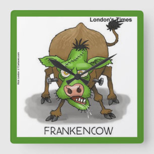 Funny Monster Kuh Square Wall Clock Quadratische Wanduhr