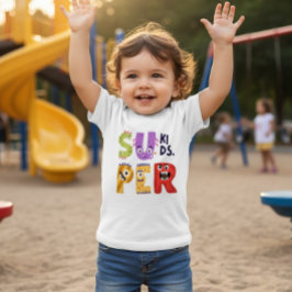 Funny Monster Letters 'Super Kids'  Baby T-shirt