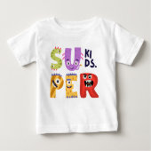 Funny Monster Letters 'Super Kids' Baby T-shirt (Vorderseite)