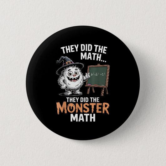 Funny Monster Math Teacher Halloween Yeti Kostüm Button (Vorderseite)