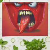 Funny Monster Red Bell Pepper Rocker Geschirrtuch (Gefaltet)