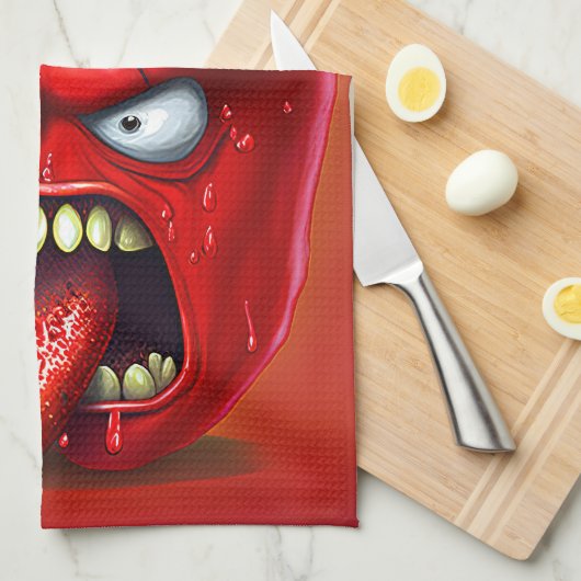 Funny Monster Red Bell Pepper Rocker Geschirrtuch (Viertel Falte)