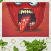 Funny Monster Red Bell Pepper Rocker Geschirrtuch (Gefaltet)