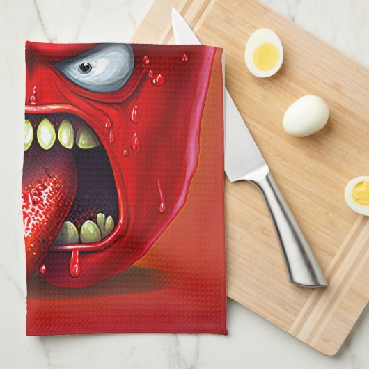 Funny Monster Red Bell Pepper Rocker Geschirrtuch (Viertel Falte)