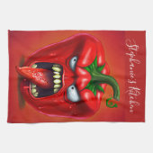 Funny Monster Red Bell Pepper Rocker Geschirrtuch (Horizontal)