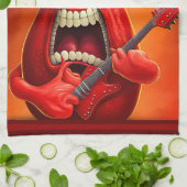 Funny Monster Red Bell Pepper Rocker Gitarre Geschirrtuch (Gefaltet)