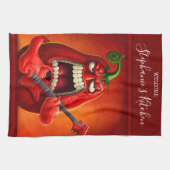 Funny Monster Red Bell Pepper Rocker Gitarre Geschirrtuch (Horizontal)