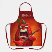 Funny Monster Red Bell Pepper Rocker Gitarre Schürze (Vorderseite)