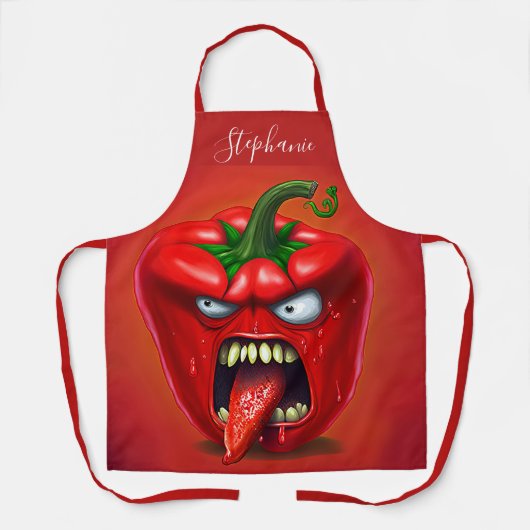 Funny Monster Red Bell Pepper Rocker Schürze (Vorderseite)