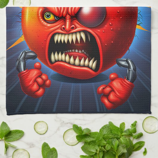 Funny Monster Red Tomato Boxer Geschirrtuch (Gefaltet)