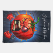 Funny Monster Red Tomato Boxer Geschirrtuch (Horizontal)
