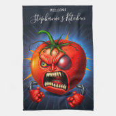Funny Monster Red Tomato Boxer Geschirrtuch (Vertikal)