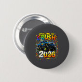 Funny Monster Truck New Years Kids Crush 2026 Part Button (Vorne & Hinten)