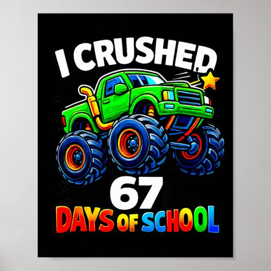 Funny Monster Truck Six Seven Meme Boys Kids Schoo Poster (Vorne)