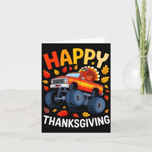 Funny Monster Truck Turkey Happy Thanksgiving For  Karte (Vorderseite)
