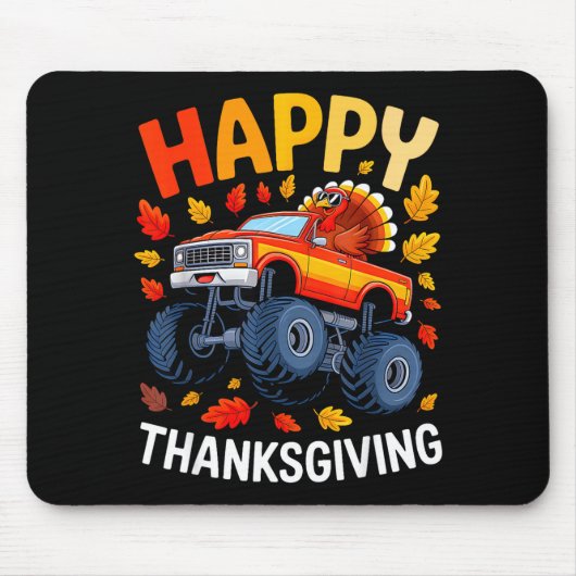 Funny Monster Truck Turkey Happy Thanksgiving For Mousepad (Vorne)