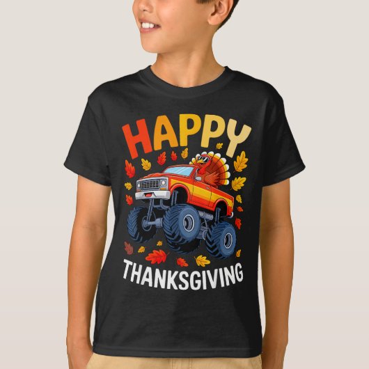 Funny Monster Truck Turkey Happy Thanksgiving For  T-Shirt (Vorderseite)