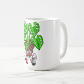 Funny Monstera Plant Cartoon Kaffeetasse (VorderseiteRechts)