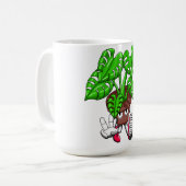 Funny Monstera Plant Cartoon Kaffeetasse (Vorderseite Links)