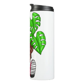 Funny Monstera Plant Cartoon Thermosbecher