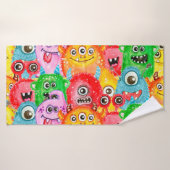 Funny Monsters, Aquarellfarben Nahtloses Muster. Badehandtuch (Badehandtuch)