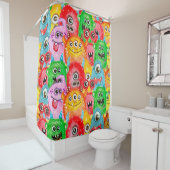 Funny Monsters, Aquarellfarben Nahtloses Muster. Duschvorhang (Beispiel)