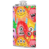 Funny Monsters, Aquarellfarben Nahtloses Muster. Flachmann (Links)
