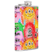Funny Monsters, Aquarellfarben Nahtloses Muster. Flachmann (Rechts)