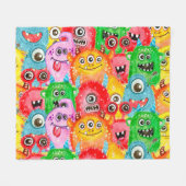 Funny Monsters, Aquarellfarben Nahtloses Muster. Fleecedecke (Vorderseite (Horizontal))