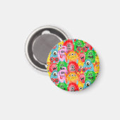 Funny Monsters, Aquarellfarben Nahtloses Muster. Magnet (Vorderseite/Rückseite)
