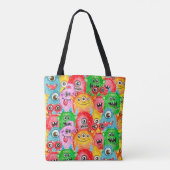 Funny Monsters, Aquarellfarben Nahtloses Muster. Tasche (Rückseite)