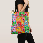 Funny Monsters, Aquarellfarben Nahtloses Muster. Tasche (Von Nahem)