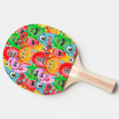 Funny Monsters, Aquarellfarben Nahtloses Muster. Tischtennis Schläger (Seitenansicht)