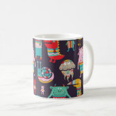 Funny Monsters Cartoon Nahtloses Muster Kaffeetasse (VorderseiteRechts)